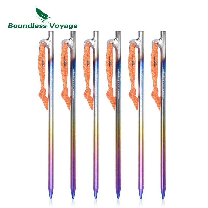 Boundless Voyage 20 24 30 35 40 CM Heavy Duty Titanium Alloy Camping Tent Stakes Peg for Outdoor Trip Hiking Gardening Ti1564C