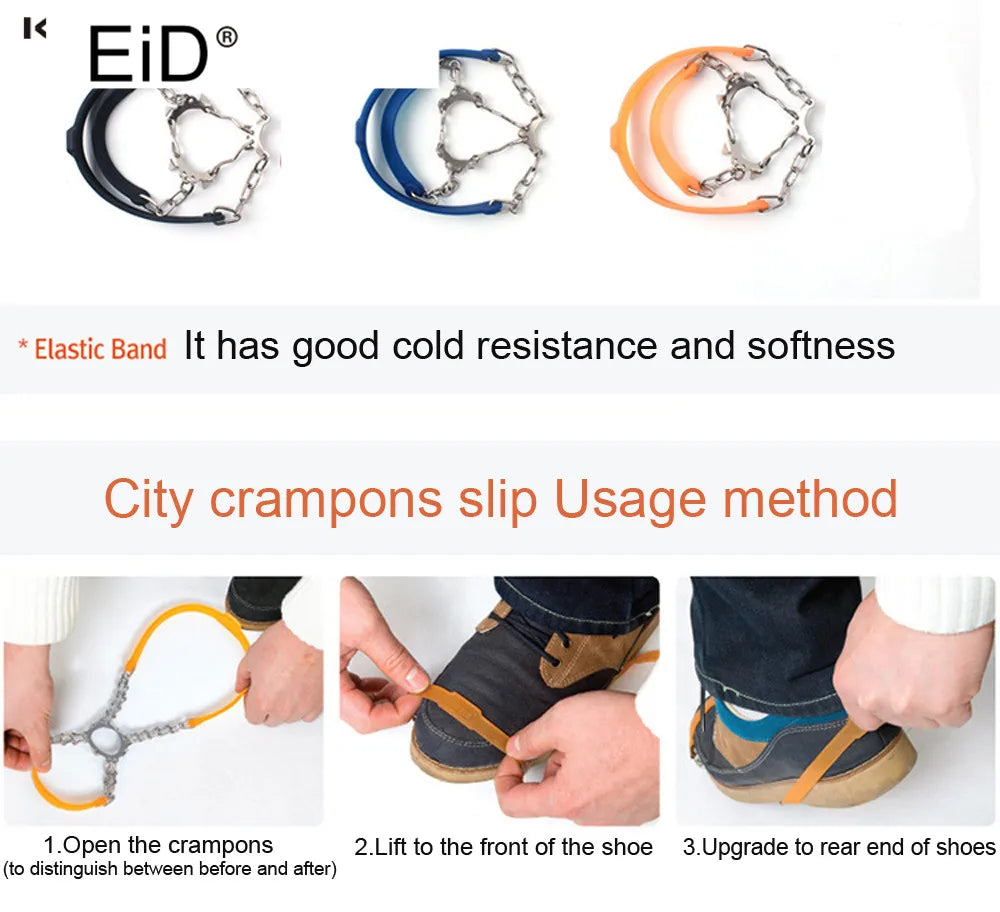 1pair Newest Walking Cleat Ice Gripper Anti Slip Ice Snow Walking Shoe Spike Grip Camping Climb Ice Crampon Ice Worldwide sale