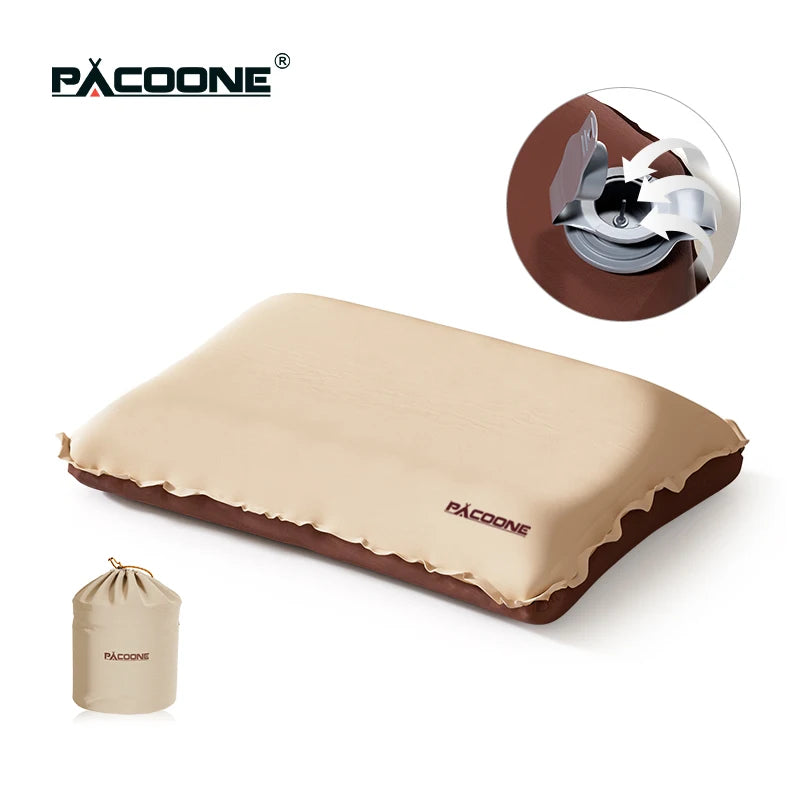 PACOONE Self Inflating Pillow Camping Pillow 3D Ultralight Sponge Pillow Outdoor Travel Automatic Inflatable Pillow