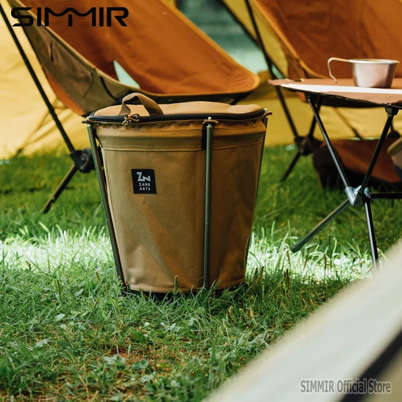 Self-Drive Camping Barbecue Cleaning BBQ Portable Cylinder, Camping Trash Can, Collapsible Storage Compressible Drum, Canvas Can