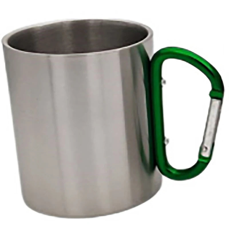 220/300ml Isolating Travel Mug Double Wall Stainless Steel Outdoor Children Cup Carabiner Hook Handle Heat Resistance Camping